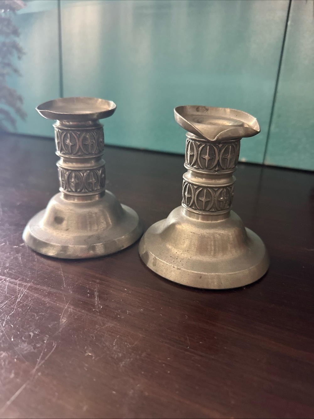 Vintage Haugrud Norway Pewter Candlestick Holders set of 2